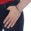 Мужской кожаный браслет-косичка с серебряной пластиной