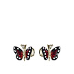 Золотые серьги пуссеты от Roberto Bravo, красные бабочки с бриллиантом