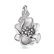 Большой серебряный кулон-цветок с матовым покрытием и кристаллами Swarovski