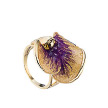 Золотое кольцо Graziella, модель Flora11, с фиолетовой эмалью
