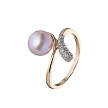 Золотое кольцо с розовым жемчугом и бриллиантовой россыпью 0,09Ct