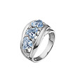 Кольцо из серебра с голубыми топазами и кристаллами Сваровски