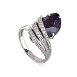 Элегантное серебряное кольцо с искусственным авантюрином и кристаллами Сваровски
