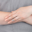 Миниатюрное фаланговое кольцо из серебра с фианитами, с подвесным цветочком