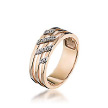 Золотое кольцо Breuning c тремя дорожками и 12 бриллиантами 0,09 карат