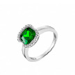 Серебряное кольцо с квадратным камнем зеленого цвета