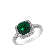 Кольцо из серебра с фианитом насыщенно-зеленого цвета