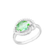 Кольцо из серебра с ювелирным стеклом зеленого бутылочного цвета