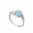 Серебряное кольцо с крупным фианитом цвета морской волны
