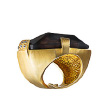 Диагональное кольцо Eugenio Campos с позолотой  фианитами и крупным кварцем
