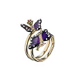 Кольцо из золота от Roberto Bravo, с двумя бабочками, бриллиантом, сапфиром и эмалью