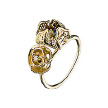 Золотое кольцо от Roberto Bravo, два цветка с одним бриллиантом и одним сапфиром