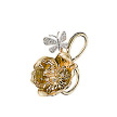 Золотое кольцо Roberto Bravo на два пальца в форме цветка с бабочкой украшенное бриллиантами