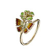 Золотое романтическое кольцо от Roberto Bravo, в виде бабочки на цветке, с бриллиантом и эмалью