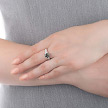 Серебряное кольцо с крупным турмалином и фианитами