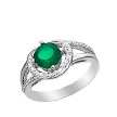 Кольцо из серебра с зелёным агатом и цирконами