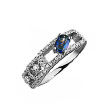 Оригинальное кольцо из серебра с фианитами синего и белого цветов