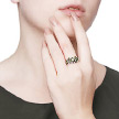 Яркое кольцо из родированного серебра с фианитами белого и зеленого цветов