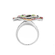 Серебряное кольцо с мозаикой из перламутра, цветных фианитов, и эмалью