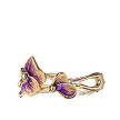 Золотой жесткий браслет от Graziella, модель Flora11, с фиолетовой эмалью