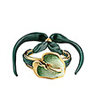Серебряный браслет Fiori18-Green с кристаллом, шелком и позолотой от бренда Graziella