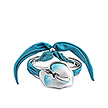 Серебряный браслет Fiori18-Turquoise с кристаллом, шелком и родированием от бренда Graziella