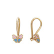 Золотые серьги цветные бабочки для девочек