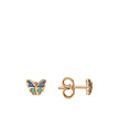 Детские золотые серьги-гвоздики в форме бабочек с цветной эмалью
