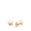 Детские золотые серьги пусеты с коронами украшенные бриллиантами