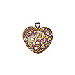 Кулон в форме объемного сердца из желтого золота 750 пробы с бриллиантами и рубинами