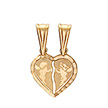 Кулон золотой в форме сердца из двух половинок