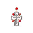 Крест православный из розового золота с бриллиантами и красной эмалью