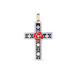 Крест с красной розой из белого золота с бриллиантами и эмалью