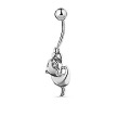 Пирсинг серебряный для пупка со съемной частью в форме кота украшенная фианитами с винтовой застежкой