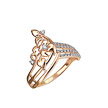 Кольцо Якорь из розового золота с фианитами