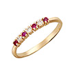 Кольцо из розового золота с рубинами и фианитами
