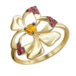 Кольцо из желтого золота с рубинами и цитрином