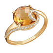 Кольцо из розового золота с фианитами и цитрином