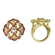 Кольцо из желтого золота с рубинами и сапфирами