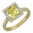 Кольцо из желтого золота с бриллиантами и кварцем