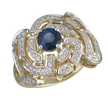 Кольцо из комбинированного золота с бриллиантами, сапфиром