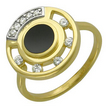Кольцо из комбинированного золота 750 пробы с бриллиантами, ониксом