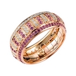 Обручальное кольцо из комбинированного золота с аметистами и бриллиантами