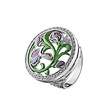 Серебряное кольцо с кристаллами Swarovski, керамикой и эмалью