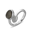 Серебряное кольцо с лунным камнем, фианитами и родированием от бренда Frank Trautz