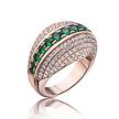 Широкое кольцо от Frank Trautz, из серебра с розовой позолотой, и зелеными фианитами