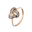 Кольцо из розового золота с бриллиантами, в виде переплетающихся между собой дорожек