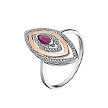 Яркое кольцо из белого и розового золота, инкрустировано бриллиантами 0,21Ct и рубином0,27Ct