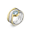 Серебряное кольцо от бренда Kabirski, с крупным голубым топазом и позолотой