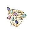 Серебряное кольцо с цветными кристаллами Сваровски покрытое позолотой
